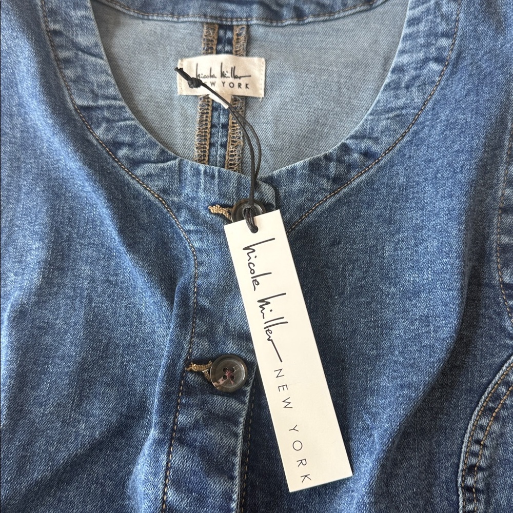 Nicole Miller Stretch Denim Vest XL - Picture 6 of 11